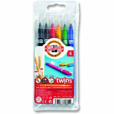 KOH Fasermaler Doppelfaserpens Dick - Dünn 6er PP-Hülle