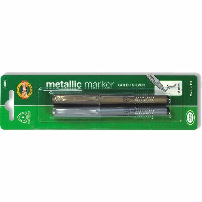 KOH Marker Metallic Spitze 2 mm wasserfest Gold und Silber
