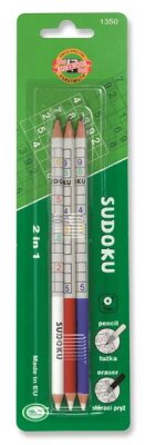 KOH Bleistifte für Sudoku 2B 3er mit Radiergummi