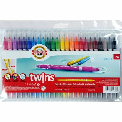 KOH Fasermaler Doppelfaserpens Dick - Dünn 24er PP-Hülle