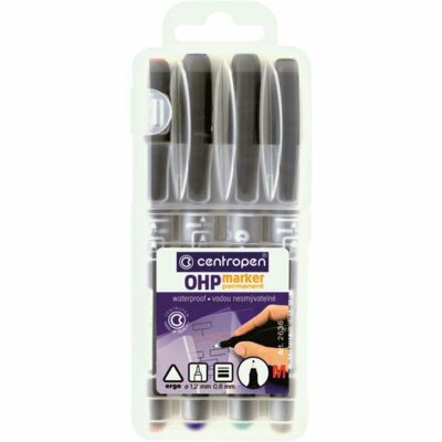 Centro Folienschreiber wasserfest Rundspitze M 1,0mm 4er-Set