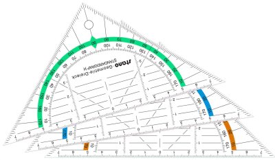Standardgraph Twist & Swing Geometriedreieck 16 cm unzerbrechlich farbige Halbkreiswinkelmesser transparent 1 Stück