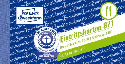 Zweckform Eintrittskartenblock sortiert 871 105x53