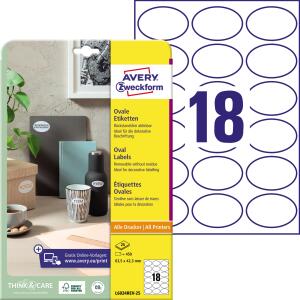 Zweckform Etiketten 63,5x42,3mm oval L6024REV-25 450ST