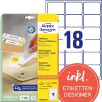 Zweckform L6025REV-25 Universal-Etiketten, 63,5 x 46,6 mm, 30 Bogen/540 Etiketten, weiß