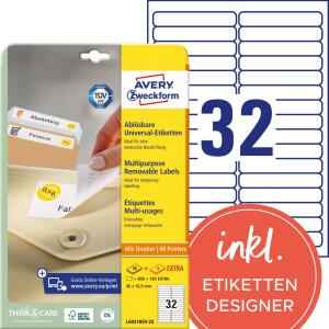 Zweckform L6031REV-25 Universal-Etiketten, 96 x 16,9 mm, 30 Bogen/960 Etiketten, weiß