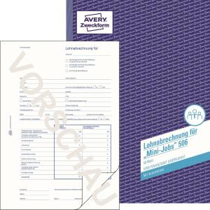 Zweckform 506 Lohnabrechnung für geringf. Beschäftigte, DIN A4, vorgelocht, 50 Blatt/10 Stück, weiß
