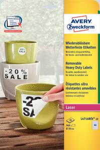 Zweckform L4716REV-20 we Folienetiketten Ø30mm weiß