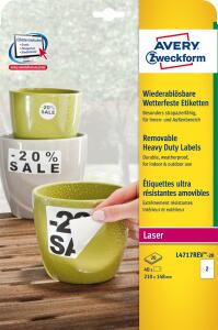 Zweckform L4717REV-20 wetterfest Folienetiketten 210x148 weiß