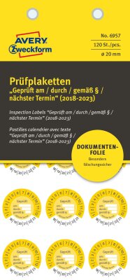 Zweckform 6957 Geprüft am .... Hinweisetiketten Ø20mm gelb