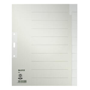 LEITZ 1221 Register Tauenpapier blanko A4 Überbreite 10Blatt grau