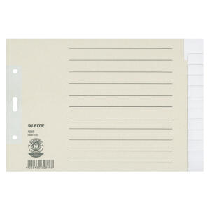 LEITZ 1226 Register Tauenpapier blanko A5 quer Überbreite 12 Blatt grau