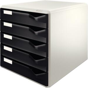 LEITZ 5280 Schubladenset PostSet A4/C4 5 halboffene Schubladen lichtgrau/schwarz