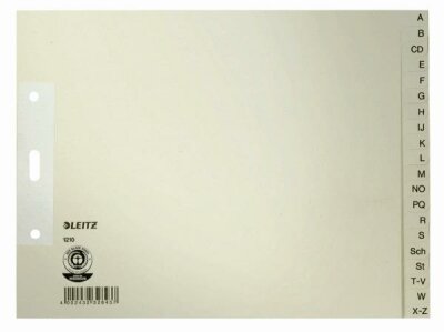 LEITZ 1210 Register A Z Papier A4 Überbreite halbe Höhe 20Blatt grau