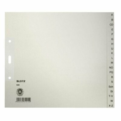 LEITZ 1200 Register A Z Papier A4 Überbreite 21cm hoch 20Blatt grau