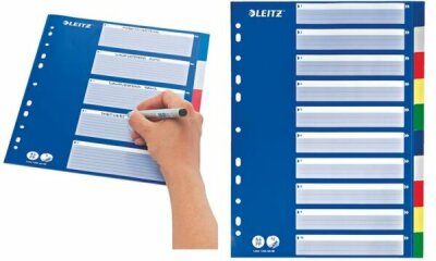 LEITZ Register A4 blanko bunt 10tlg. mit blauem Deckblatt sortiert in 5 vers