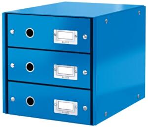 LEITZ Schubladenbox Wow metallicblau Schubladenset Click und Store WOW mit 3 S