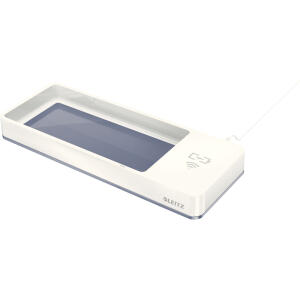 LEITZ 53651001 Duo Colour Federschale WOW weiß/perlweißmit integriertem QI Induktionsladegerät.Für alle Smartphones mit eingebautem Em