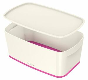 LEITZ Aufbewahrungsbox MyBox Groß A4 mit Deckel ABS weiß/pink