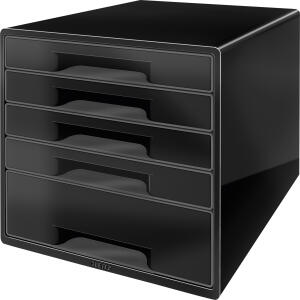 LEITZ Schubladenbox 5 Laden CUBE schwarz Schubladenbox CUBE mit 5 Schublade