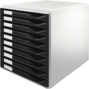 LEITZ 5281 Schubladenset FormularSet A4/C4 10 geschlossene Schubladen lichtgrau/schwarz