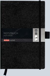 Herlitz Notizbuch Classic A4 96Bl kar. schwarz m.Leseb.und Faltt.my.book
