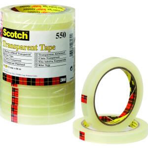 Scotch Klebeband Transparent 550, Polypropylenfolie, Bandgröße 66 m x 19 mm, 8 Rollen