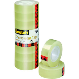 Scotch Klebeband Transparent 550, Polypropylenfolie, Bandgröße 33 m x 19 mm, 8 Rollen