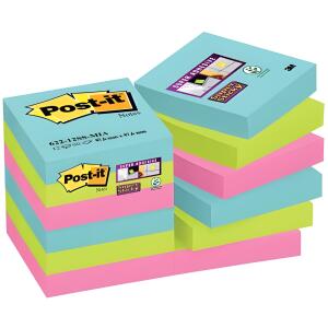 Post-it Haftnotiz Super Sticky Notes - 47,6 x 47,6 mm, 12x 90 Blatt