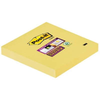 3M Haftnotizblock 76x76 kan.gelb POST-IT 65412SY 90Bl SupSticky Extra starke Haftkraft, Rückstandsfrei a
