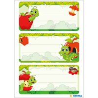Herma Schuletiketten 76 x 35 mm Fritz der Wurm 2 Bl 6 Etik.