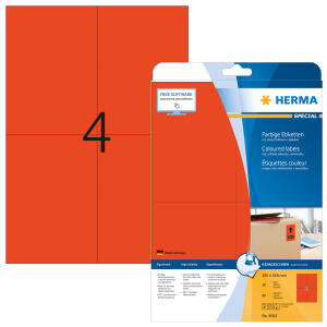 Herma Etiketten ablösbar 105 x 148 mm rot 20 Bl 80 Etik. LaserInkCopy