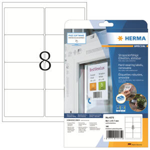 Herma Etiketten ablösbar 99,1 x 67,7 mm Folie weiss wetterfest 20 Bl 160 Etik. LaserCopy