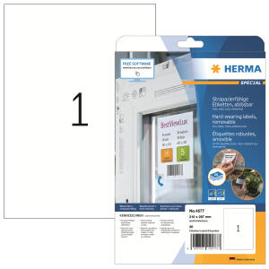 Herma Etiketten ablösbar 210 x 297 mm Folie weiss wetterfest 20 Bl 20 Etik. LaserCopy