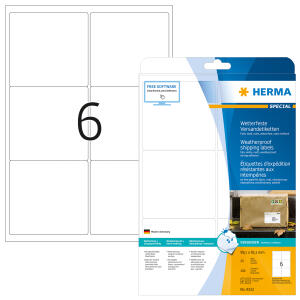 Herma Etiketten stark haftend 99,1 x 93,1 mm Folie weiss wetterfest 25 Bl 1500 Etik. LaserCopy