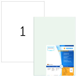 Herma Etiketten permanent haftend 420 x 297 mm Folie transparent klar wetterfest 50 Bl 50 Etik. LaserCopy
