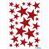 Herma Sticker MAGIC Weihnachten Sterne rot glittery 1 Bl