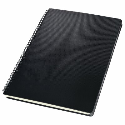 SIGEL CO840 Spiralblock Conceptum - Uni - kariert - ca. A4 - schwarz - Hardcover - 160 Seiten - PEFC-zertifiziert - versetzbares Register