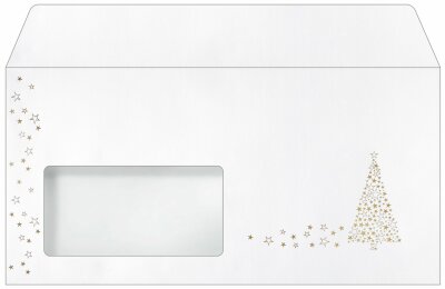 SIGEL DU084 Weihnachts-Umschlag - Weihnachtsbaum - gold - gummiert - DIN lang - 50 Umschläge