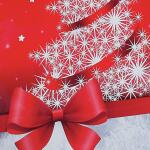 SIGEL GT024 Geschenktasche SIGEL Flasche - rot/silber - Weihnachtsbaum - mit Bodeneinlage, Geschenkanhänger und farblich abgestimmten Tragekordeln - Glanzkarton, Kunststoff - 10 x 35 x 8 cm