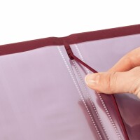 SIGEL SM102 Speisekarten-Mappe - 1 Stück - inkl. 2 Doppel-Transparenthüllen für 8 Seiten - Gummi-Bindung - A4 - rot