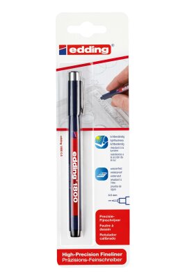Edding Präzisionsfeinschreiber 1800 1er-Blister schwarz (0.5)