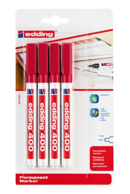 Edding Permanentmarker 400 4er-Blister rot