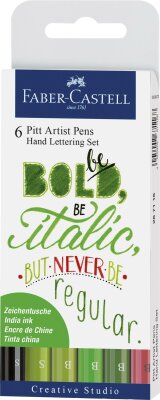 Faber Castell Tuschestift Pitt Artist Pen Lettg 6er Grüntöne