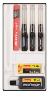 Aristo Tuschefüller mg1pro College 3er-Set Tusche, Radierer TB, 0.2/0.3/0.5 mm