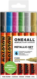 Molotow Acrylmarker One4All 127HS 2mm Etui Metallic-Set 6 Stück