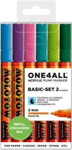 Molotow Acrylmarker One4All 127HS 2mm Etui Basic-Set 1 6 Stück