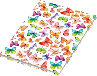 RNK Kladde / Notizbuch "Schmetterlinge", blanko, DIN A4, 96 Blatt, 70 g/m²