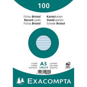 Exacompta Karteikarten A5 lin 100St/Pkg blau
