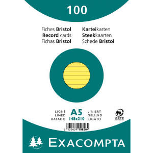 Exacompta Karteikarten A5 liniert gelb 100St